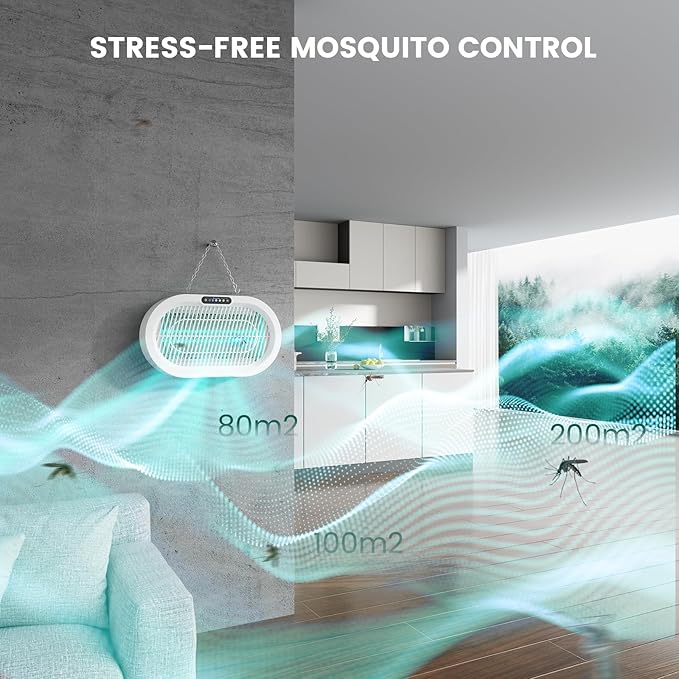 Minimoon Bug Zapper Indoor/Outdoor, High-Voltage Electric Mosquito Killer, Cold Cathode Fluorescent Light - 100,000H Lifespan, 14H Timer with Remote, Fly Trap Mosquito Zapper