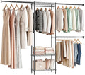 IZEUK Heavy Duty Rolling Garment Rack Wire Clothes Rack for Hanging Clothes (Black, 3 Tier with 3 Rod)