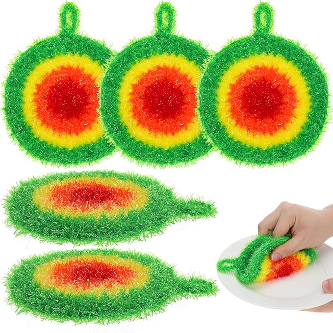TOYANDONA 5pcs Dish Sponge Cleaning Scrubber: 6. 3in Thickened Non-Scratch Odorless Reusable Cleaning Cloths, Hangable Kitchen Dishwashing Swedish Sponge for Housework Countertop Sink