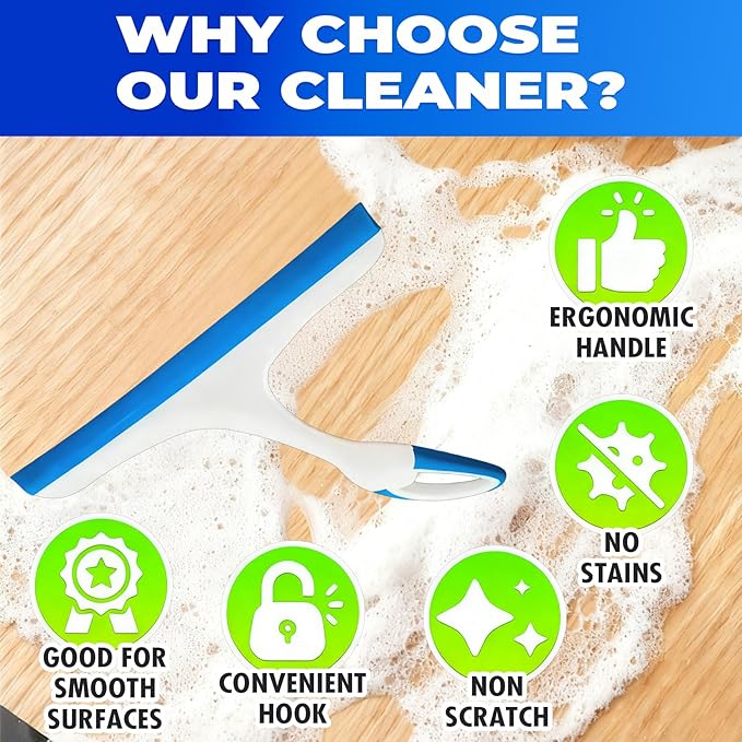 3PCS mini Squeegee Shower Squeegee Hanging Rubber Squeegee with Hook, Multipurpose Shower Squeegee for Glass Doors Window Squeegee (Regular Version)