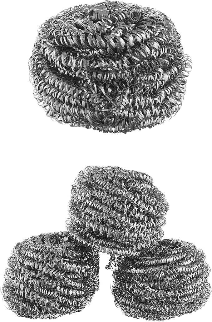 Stainless Steel Sponges Scourer, Steel Wool Scrubber, Scrubbing Scouring Pad for Pots, Pans and Ovens Great for Kitchen, Bathroom, Outdoors by EcoQuality (24)