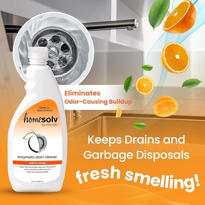 Enzyme Drain Cleaner and Deodorizer - Breaks Down Grease Build Up, Eliminating Odors and Smells, Septic Safe, Non-Caustic Sink Drain and Garbage Disposal Cleaner (22 Fl Oz 3 Pack)