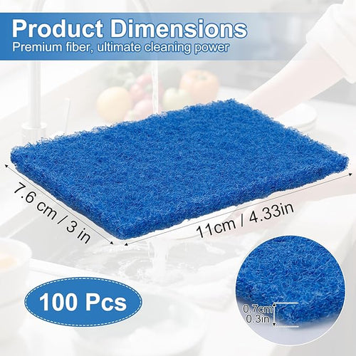 100 Pcs Scouring Pads,Heavy Duty Scour Pads,Dish Scrubber Scouring Pad,Reusable Non Scratch Household Scrub Pad for Dish Kitchen Scrubbers & Metal Grills,4.3 x 3 x 0.3 in (Multicolor)