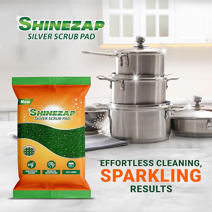 12 PCS Heavy Duty Scour Pads, Non Abrasive Green Nylon Reusable Scrub Pads for Kitchen, Sink, Dishes, Garage and Multipurpose Cleaning