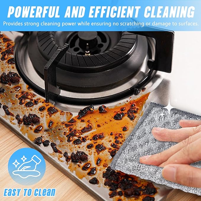 Wangjinpeng 8 PCS Four-Layer Non-Scratch Multipurpose Steel Wire Dishcloths - Reusable Quick-Dry Odor-Free Scrub Cloths for Dishes, Kitchen Cleaning Cloths for Cookware, Sinks, Stove Tops(7.87X7.87)