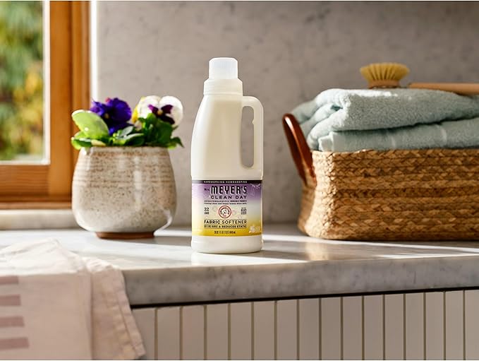 MRS. MEYER'S CLEAN DAY Liquid Fabric Softener, Infused with Essential Oils, Paraben Free, Compassion Flower (32 Loads), 32 oz (Pack of 4)