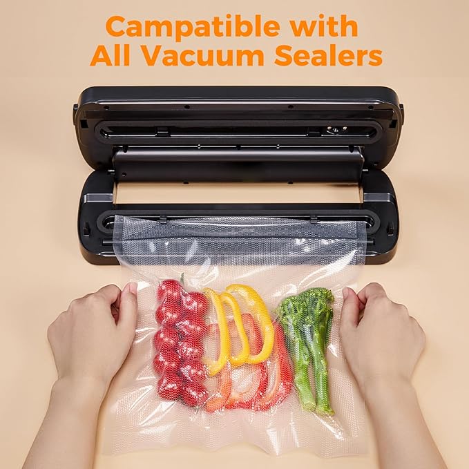 Wevac Vacuum Sealer Bags 8x16' Rolls 6 pack for Food Saver, Seal a Meal, Weston. Commercial Grade, BPA Free, Heavy Duty, Great for vac storage, Meal Prep or Sous Vide