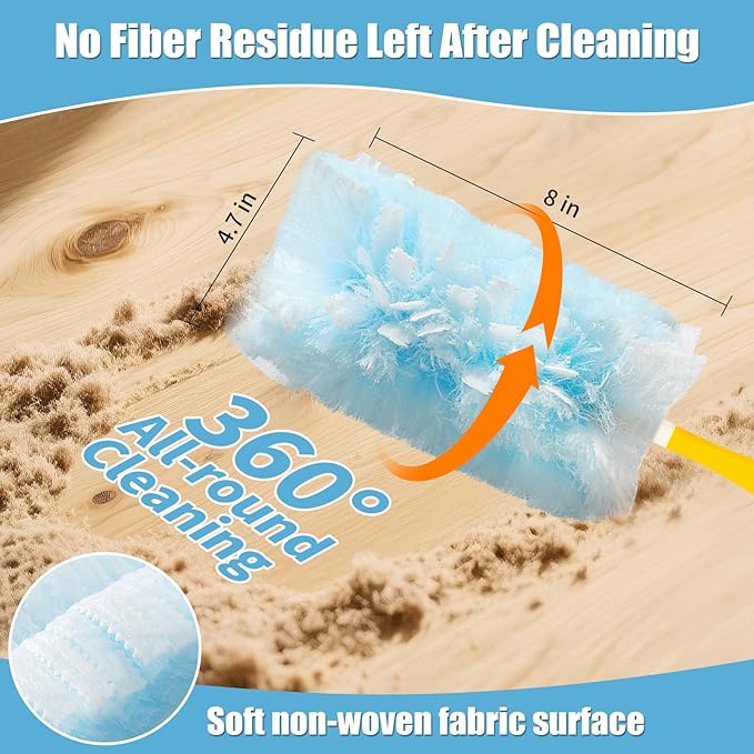 50 Count 360° Heavy Duty Duster Refills Compatible with Swiffer, Larger -Extra Thick Electrostatic Disposable dusters Refill for Electronics, Furniture, Blinds, Ceiling Fans, Unscented