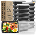 WGCC Meal Prep Containers - 50Pack 28OZ Food Containers With Lids, Disposable To Go, Stackable, Leakproof & Food Safe, Microwave, Freezer, Dishwasher Safe