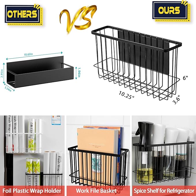 Buyyyit Laundry Room Organization & Storage Magnetic Basket Shelf Dryer Ball Lint Bin File Holder Container for Fridge & Washer