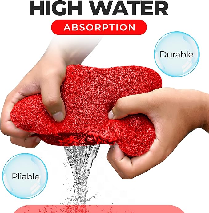 Multi-Purpose Sponges for Cleaning - Red 2 Pack, Large Sponges for Car Washing, Tile & Grout, All Purpose Cleaning