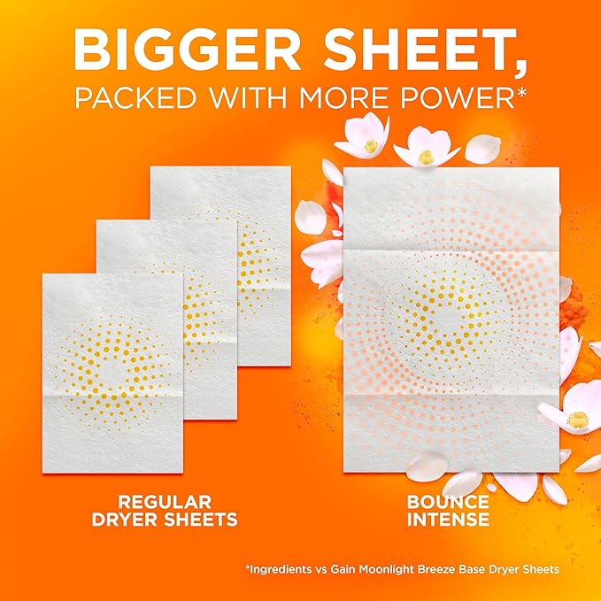 Bounce Intense Dryer Sheets, Vibrant Fresh, 80 Count, Scent Boosting Dryer Sheet Formulated to Fight Wrinkles and Static