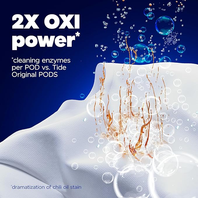 Tide Oxi Boost Power PODS Laundry Detergent Pacs, 63 Count, Set-In Stain Removal + Oxi Power, laundry soap detergent pacs