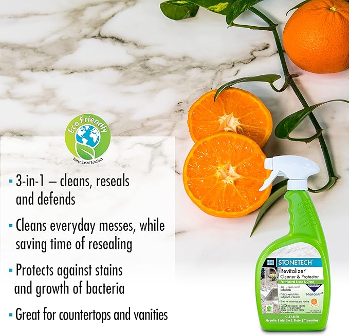 StoneTech Revitalizer Cleaner and Protector for Natural Stone Countertops and Surfaces, 24-Ounce Spray, Citrus Scent