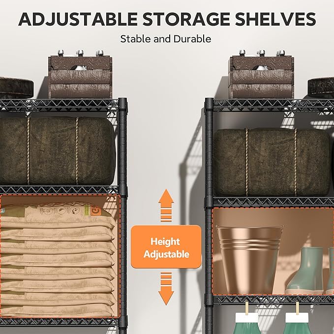 M MZG 2400LBS 47.3" W Stand Shelf Wire Rust-Proof Outdoor Storage Shelving 4-Tier Utility Shelving Unit for Garden Home,Kitchen,Office Dark Grey 17.7" D x 47.3" W x 59.4" H