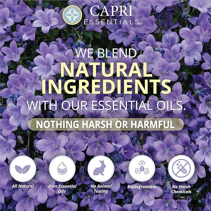 CAPRI ESSENTIALS Dish Soap Liquid, Natural Household Cleaning Supplies, Plant Based Aromatic Dish Detergent, Blend of Essential Oils with Juniper & Chamomile, White Lavender, 16 FL Oz