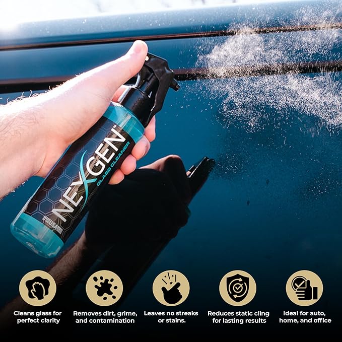 Nexgen Ultimate Glass Cleaner (16oz) - Streak-Free Shine - Removes Dirt, Grease & Grime - Instant Car Detailing - Car Cleaning Supplies - Ideal for Auto, Home, & Office Glass Surfaces