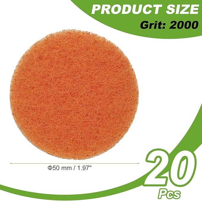 Power Scrub Pads, Scrubbing Pads 2000 Grits Scouring Discs - Fitting for (Home Kitchen Cleaning - Drill Attachment - Scrubber Replacement) 20 Pcs & 2 Inch & Orange