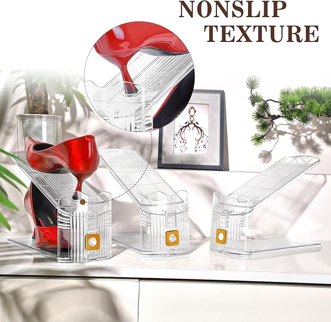 Shoe Slots Organizer for Closet, 12 Pack Shoe Stacker Organizer, Shoe Storage Space Savers 50%, 3 Levels Adjustable Shoe Racks for Closet Organization