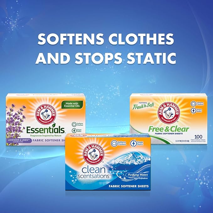 ARM & HAMMER Fabric Softener Sheets, 40 sheets, Purifying Waters