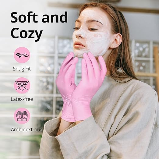 Pink Nitrile Gloves, 3-mil, Industrial Gloves Disposable Latex Free, for Cleaning & Esthetician, Rubber Powder-Free, 1000-ct Case (Small) Small (Pack of 1000)