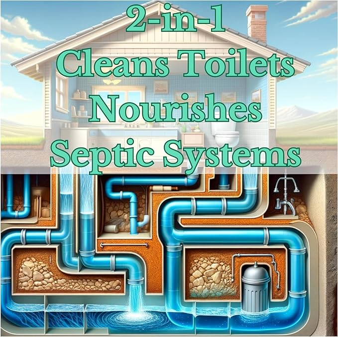 Septic Safe Toilet Bowl Cleaner - Septic Boost Acid-Free Toilet Cleaner with Enzymes for Septic Tank Treatment - Effective Cleaning & Deodorizing Bio-Based Liquid Toilet Bowl Cleaner (1-Quart)