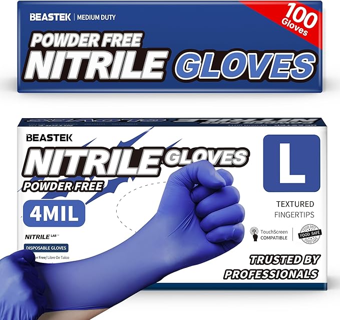 Beastek Nitrile Exam Gloves, 4.0 Mil 100 Pcs, Powder-Free Latex-Free Medical Cooking Food-Safe Disposable Gloves, Blue Violet