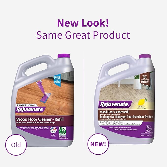 Rejuvenate Wood Floor Cleaner Refill, 1 Gallon, Cleans and Protects All Sealed Hardwood Floors and Dries Fast for a Streak-Free Clean