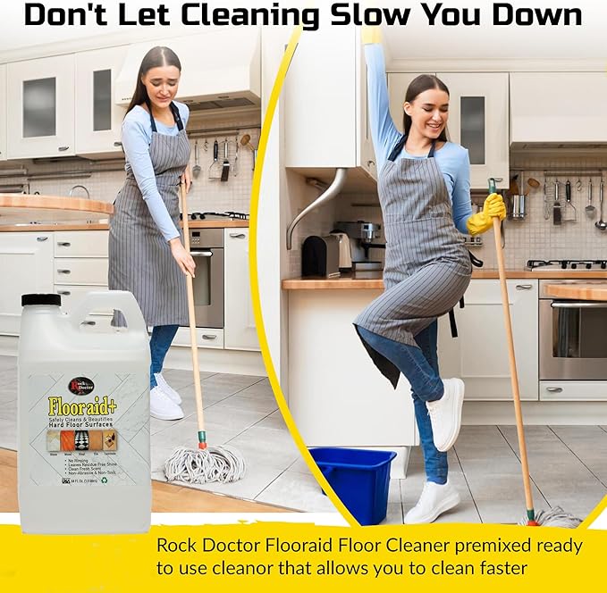 Flooraid Rock Doctor Multi-Surface Floor Cleaner Combo Pack, 64 oz and 24 oz – Cleans Vinyl, Ceramic Tile, and Stone