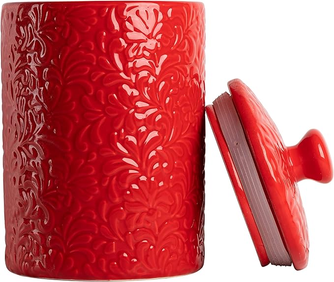 10 Strawberry Street Kitchen Canister Set, Fleur Red, 3 count (Pack of 1)