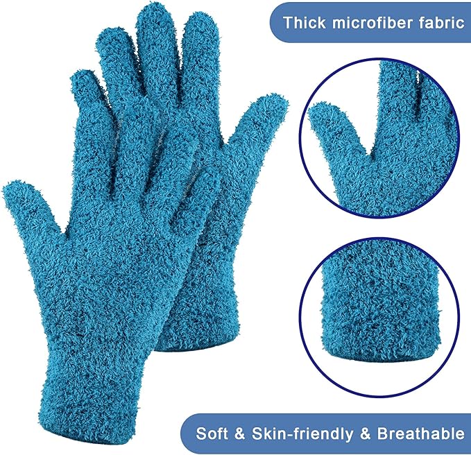Patelai 3 Pairs Microfiber Plant Dusting Gloves Leaf Cleaning Gloves for Indoor Plants, Blinds, Furniture, House (Purple,Blue,Rose Red,Medium)