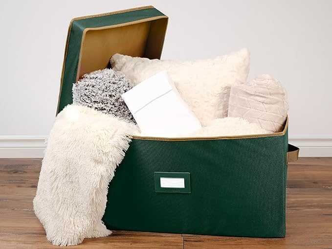 Covermates Keepsakes - Storage Box - Heavy Duty Polyester - Reinforced Handles - ID Window - Indoor Storage - Closet Storage, Green
