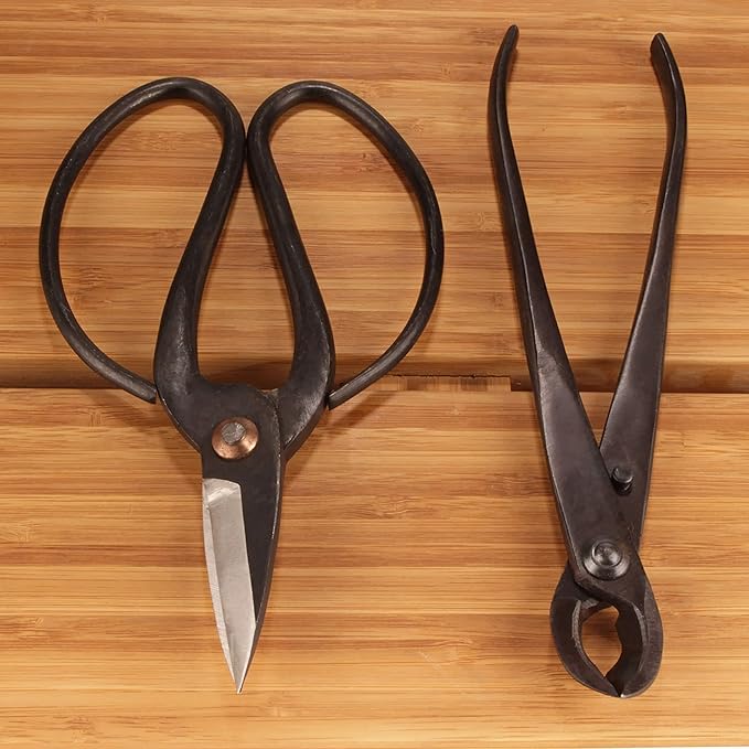 BambooMN Bonsai Basics Set - 8" Concave Cutter, 7" Heavy Duty Shear - 3 Sets