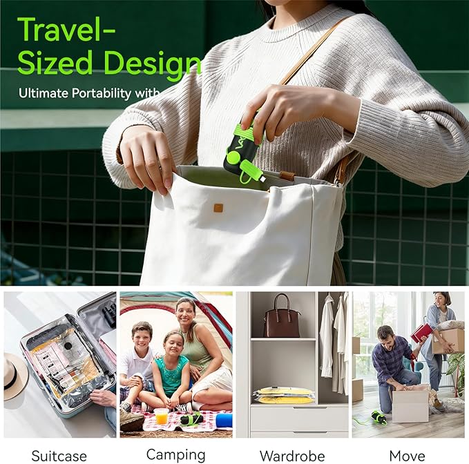Vacuum Bags for Travel - USB Electric Pump, 6 Pack Carry-on Size Vacuum Seal Bags for Clothing - Space Saver Vacuum Storage Bags for Luggage, Travel Essentials.