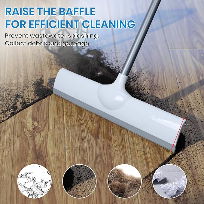 Magic Rubber Broom,50" Long Handle Floor Squeegee,Sweep and Squeegee Multifunction Household Cleaning Broom for Floor Kitchens Shower Tile Hardwood Vinyl Pet Hair (16.5inch)