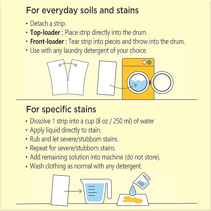Nature Clean Natural Stain Remover for Clothes Laundry Strips Unscented 32 Count, Non-Toxic Advanced Stain Remover Treater Laundry Sheets, Plastic-Free Travel Stain Remover for Fabric Eco-Friendly