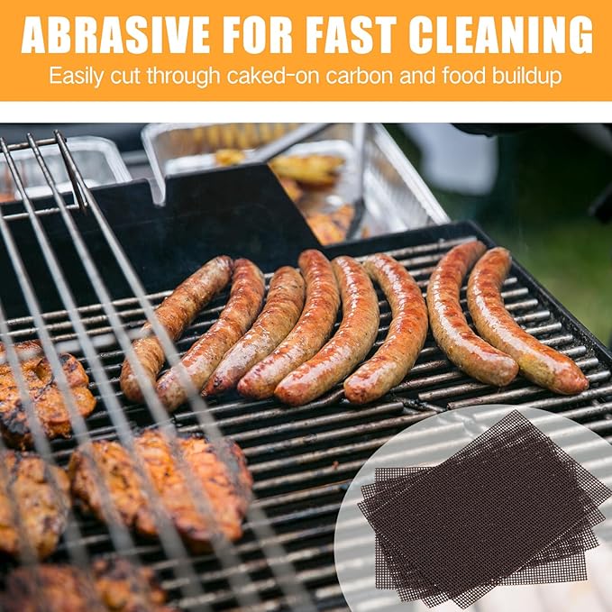 50 Pack Griddle 4x5.5'' Screen Grill Cleaning Screens Pre-treated Abrasive Mesh Pads for Flat Top Stainless Steel Griddle Cleaning Accessories Bundle