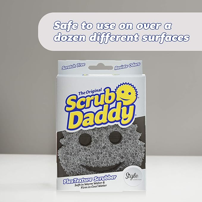 Scrub Daddy Sponge -Style Collection- Scratch-Free Scrubber for Dishes and Home, Odor Resistant, Soft in Warm Water, Firm in Cold, Deep Cleaning Kitchen and Bathroom, Dishwasher Safe, 1ct (3 Pack)