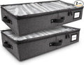 HOMELUX THEORY 2pc Under Bed Storage Containers, Bedroom Under the Bed Drawer Storage Organizer with Bins and Lids, Large Underbed Clothes Storage Box Ideal for Blanket, Fabric, & Shoes (Dark Gray)