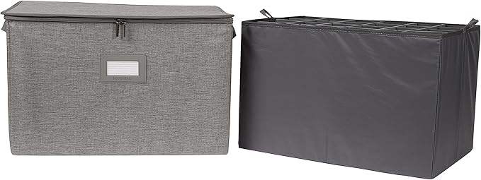 Covermates Keepsakes - Adjustable Zip-Top Storage Box - Configurable FlexGrid Compartments - Heavy Duty Polyester- Reinforced Handles - Stackable Design - Indoor Storage, Grey Heather