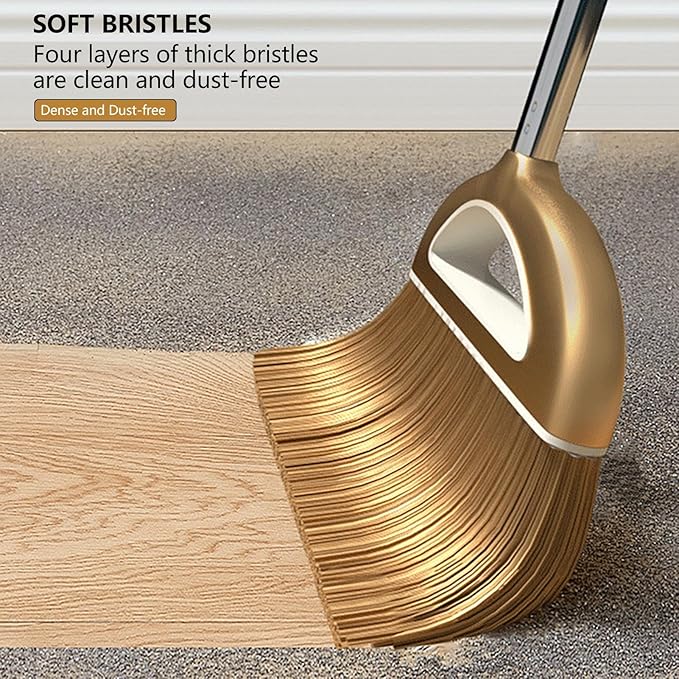 Long Handled Broom and Dustpan Set, 88cm Indoor Broom with Dustpan Combo Set, Durable & Versatile, Long Handle with Upright Stand for Home, Office, School Accessory for Kitchen, Dorms, Bathroom