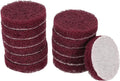 HARFINGTON 12pcs Scrubber Scouring Pads 400 Grits 2 Inch Drill Power Brush Hoop and Loop Surface Conditioning Disc Drill Scuffing Disc Scrub Pads for Home Kitchen Cleaning, Red