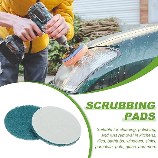 Power Scrub Pads, Scrubbing Pads 1500 Grits Scouring Discs - Fitting for (Home Kitchen Cleaning - Drill Attachment - Scrubber Replacement) 16 Pcs & 4 Inch & Blue