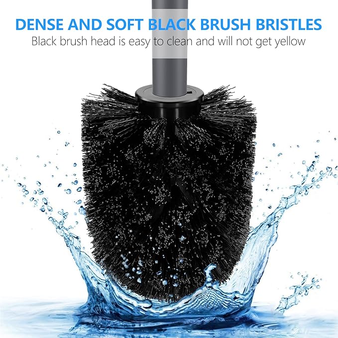 SetSail Toilet Brush, Compact Size Toilet Bowl Brush and Holder Toilet Brushes for Bathroom with Stainless Steel Handle Toilet Cleaner Brush with Durable Scrubbing Bristles, 2 Packs-Gery