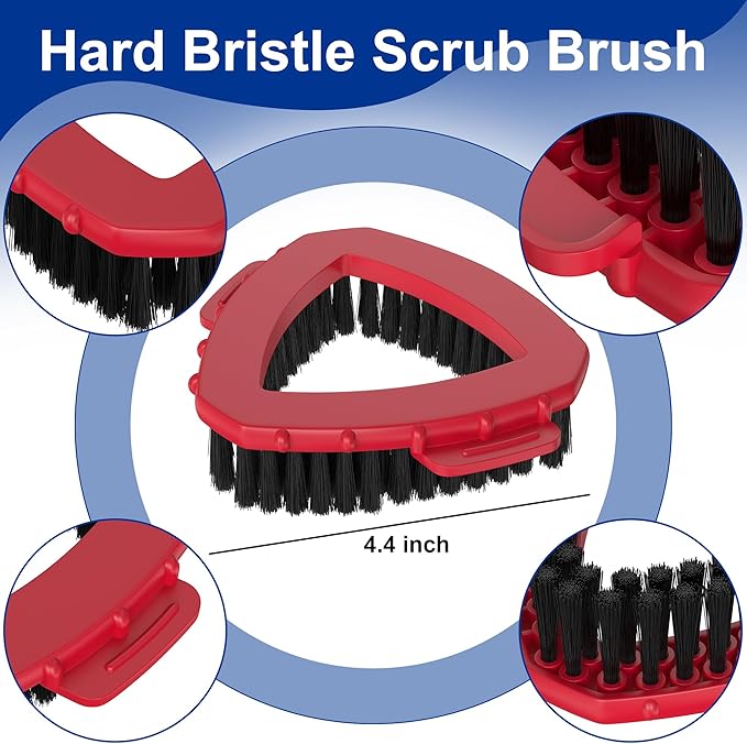 Triangle Scrub Brush Head for 2-Tank Snap-On Spin Mop Systems, Aftermarket Floor Scrubber Replacement with Outward-Angled Nylon Bristles for Corners, Grout & Edges — Hard Floor Deep Cleaning, 1 Pack