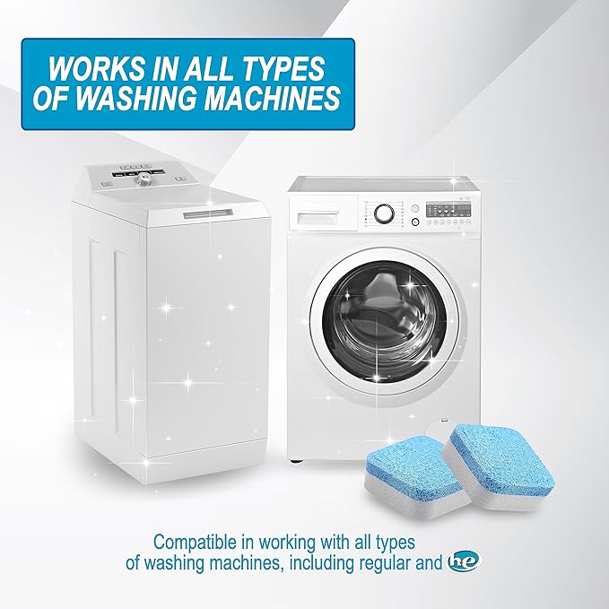 Air Jungles Washing Machine Cleaner Tablets 24 Count, Fragrance Free, Deep Cleaning Laundry Washer Drum and Tub, Compatible with Front and Top Load Washer, 12 Month Supply