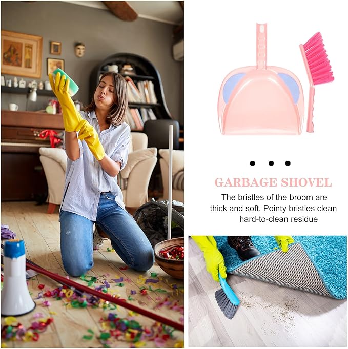 TOYANDONA Mini Portable Dustpan and Hand Brush Set, Red Small Table Cleaning Broom for Household and Pet Hair, Multi-Function Compact Sweeping Accessory for Home and Office Use