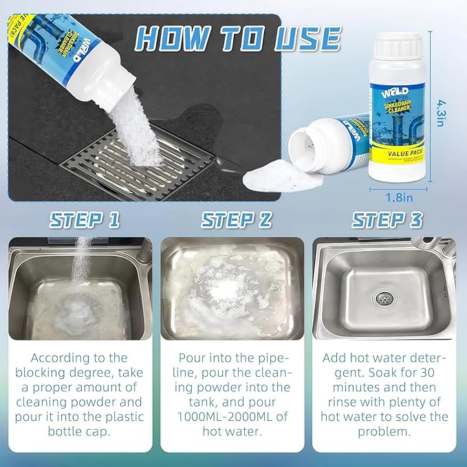 2026 New Wild Tornado Drain Cleaner, Toilet Clogged Drain Solution, Drains Foam Cleaners, for Kitchen Toilet Pipeline Quick Cleaning Tool (2PC)