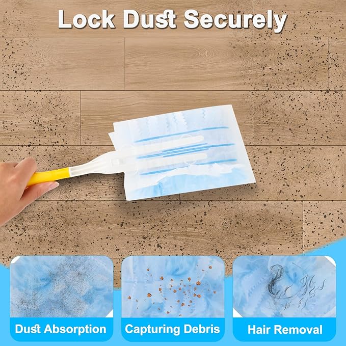 Duster Refill for Cleaning with 1 Handles, Heavy Duty Disposable Duster Kit Unscented Replacement Head Dust Removal Brush for Electronics, Furniture, Blinds, Ceiling Fans, Walls (10pack)