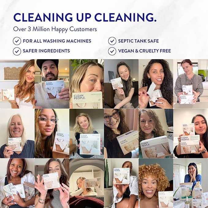 The Clean People Fabric Softener Sheets - Dryer Sheets - Softens & Removes Static Cling - Vegan Laundry Softener With Essential Oils - Fresh Scent, 120 Pack
